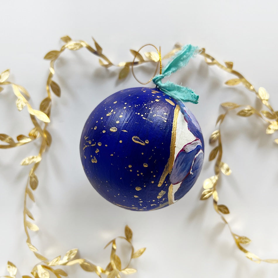 Sapphire Jeweled Iris Ornament 3