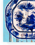 Cobalt Blue Scenic Platter, 11"x14" Painting