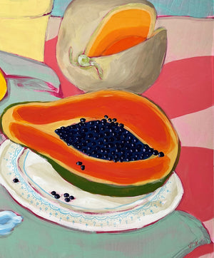 Still Life with Oranges and Papaya, 30"x30" Painting