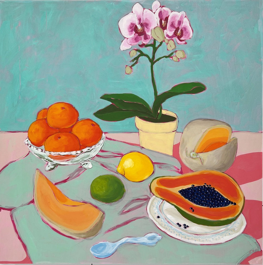 Still Life with Oranges and Papaya, 30"x30" Painting