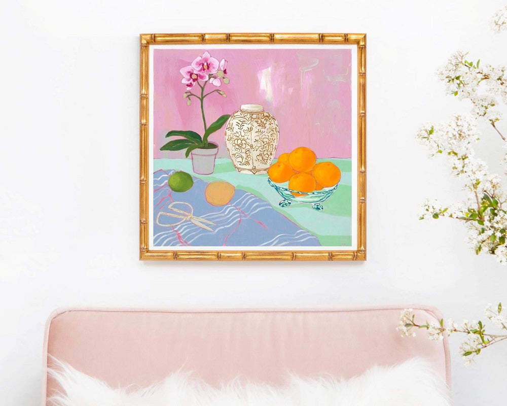 Still Life with Striped Cloth Print