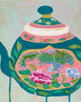 Teapot with Bird, 10"x10" Painting