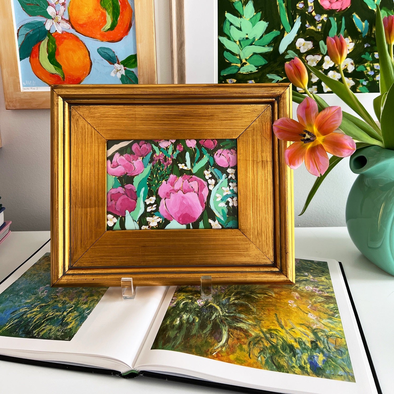 Tulip Path, 5x7" painting on paper // 10x12" framed