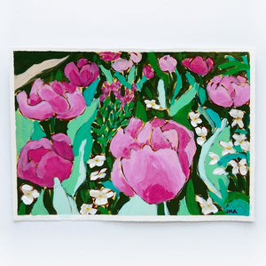 Tulip Path, 5x7" painting on paper // 10x12" framed