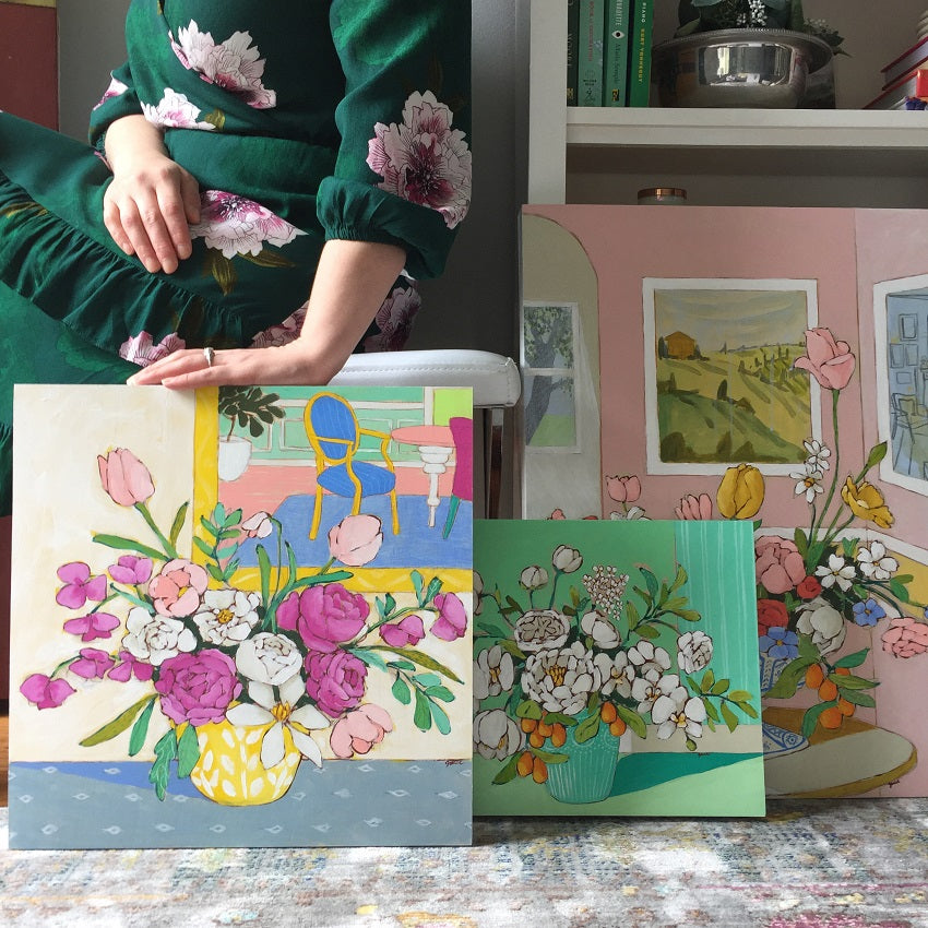 Flowers in Rooms painting collection by Jennifer Allevato