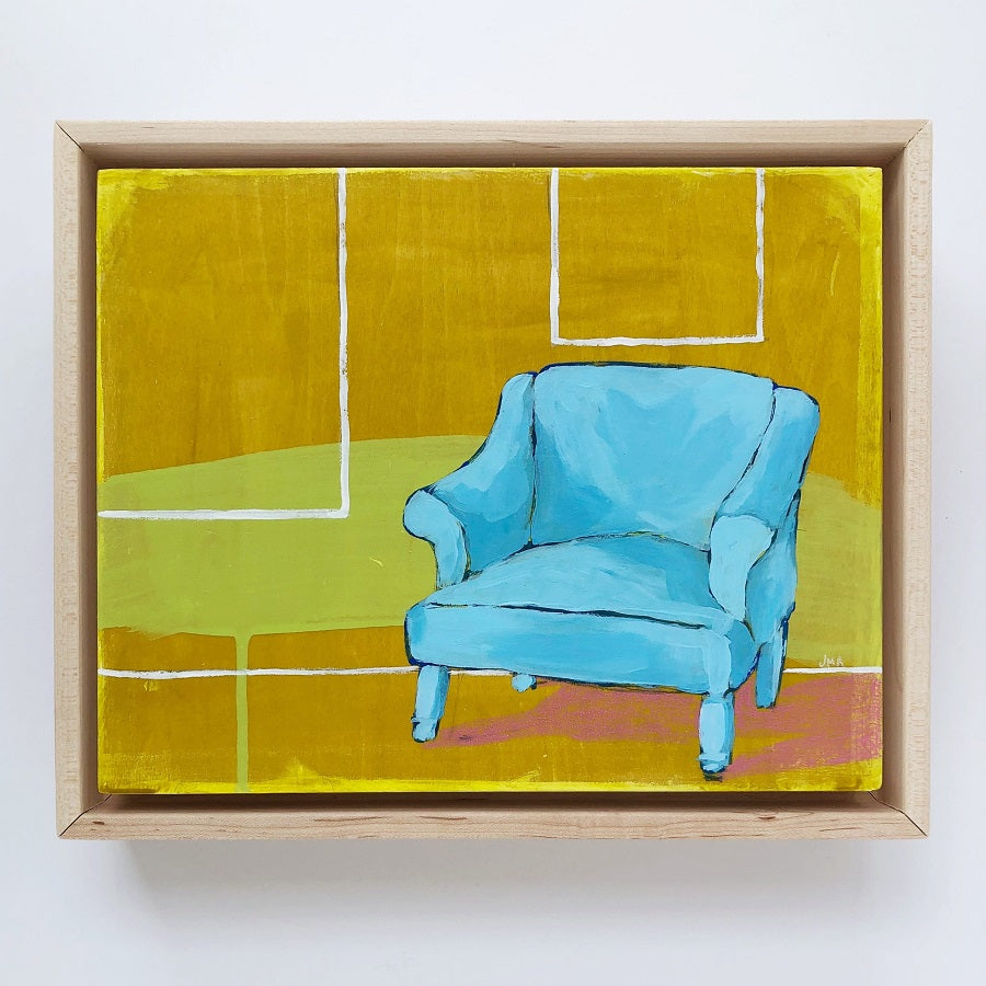 Chair in Azure, 8"x10" Painting (framed)