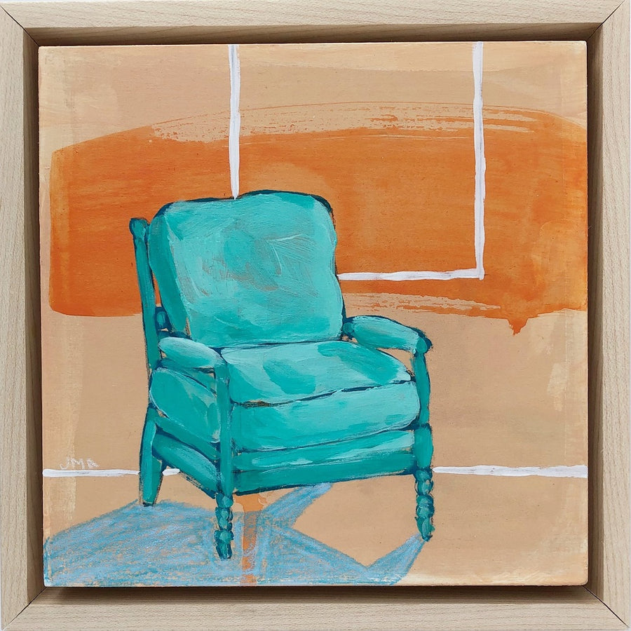 Chair in Bay, 6"x6" Painting (framed)