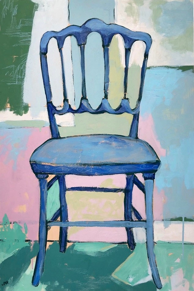 Chair in Denim, 24"x36" Painting