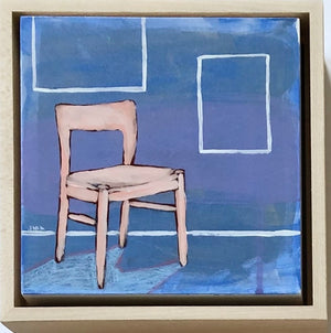 Chair in Petal, 6"x6" Painting (framed)