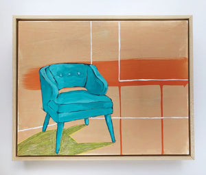 Chair in Teal, 11"x14" Painting (framed)