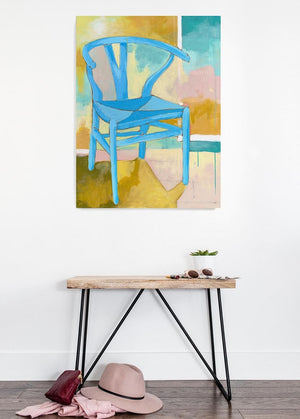 Chair in Turquoise, 30"x40" Painting