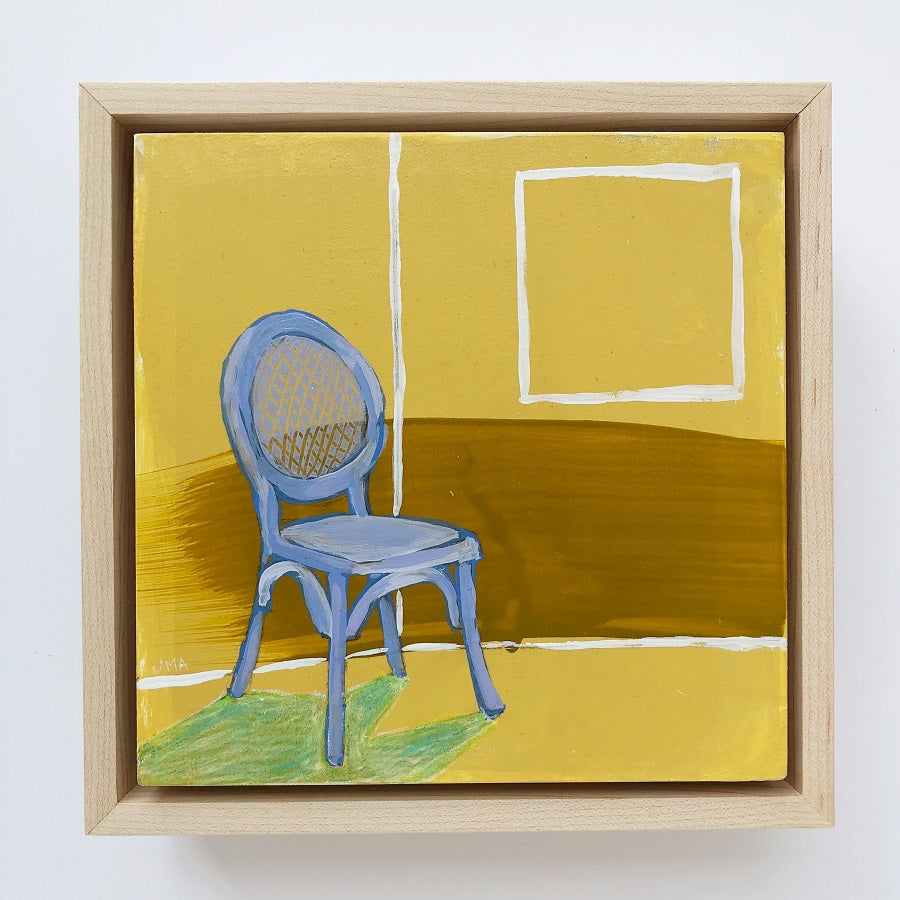 Chair in Wisteria, 6"x6" Painting (framed)