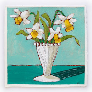 Daffodils, 8"x8" Painting on paper