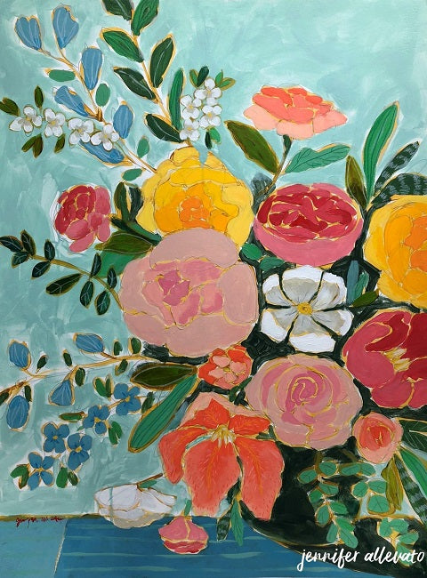 Jennifer Allevato art floral varation 10 painting still life on paper