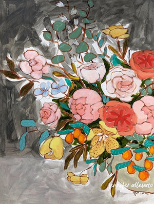 Jennifer Allevato painting Floral Variation 1 still life on paper