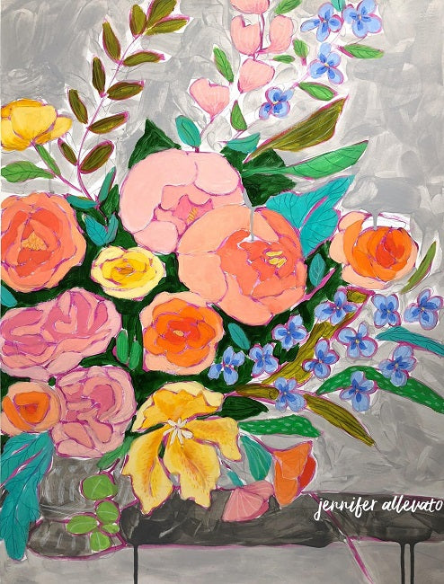 Jennifer Allevato art Floral Variation 6 painting still life on paper