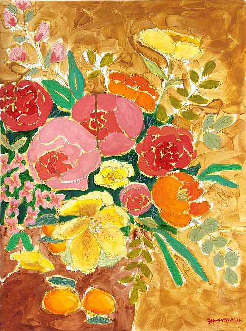 Floral Variation 9 painting still life on paper by Jennifer Allevato Fine Art