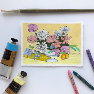 Flowers and Sunshine, 5"x7" Painting on paper