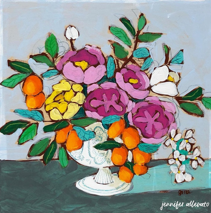 From a Table in Chantilly floral still life painting by Jennifer Allevato