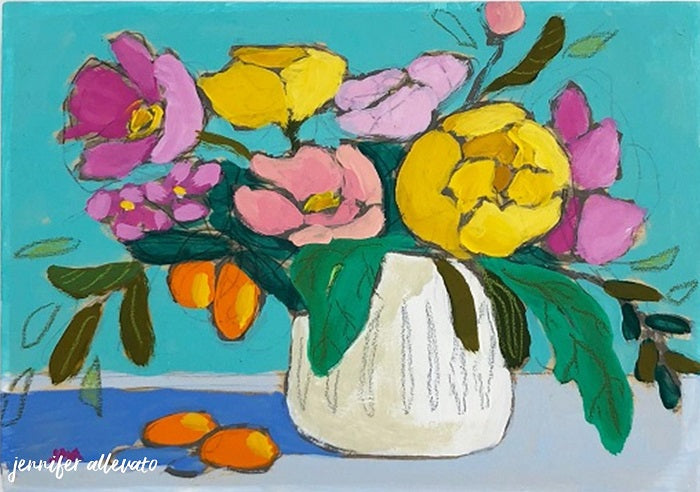 From a Table in New Haven floral still life painting by Jennifer Allevato