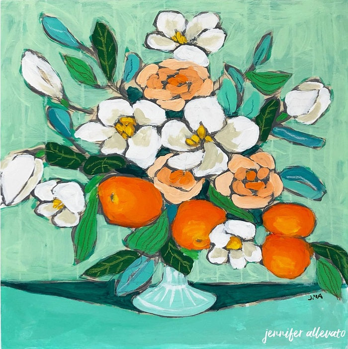 From a Table in New Orleans floral still life painting by Jennifer Allevato