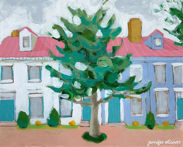 Hometown housescape painting by Jennifer Allevato