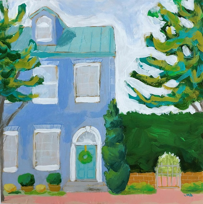 Homeward Bound house scape portrait painting by Jennifer Allevato art