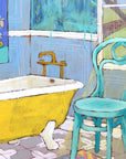 Jennifer Allevato painting detail La Salle de Bain en Bleu