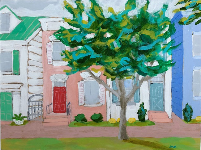 Letters from home house scape painting by Jennifer Allevato art