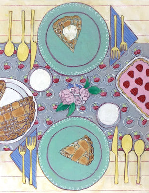 Pie and Milk tablescape food still life painting by Jennifer Allevato