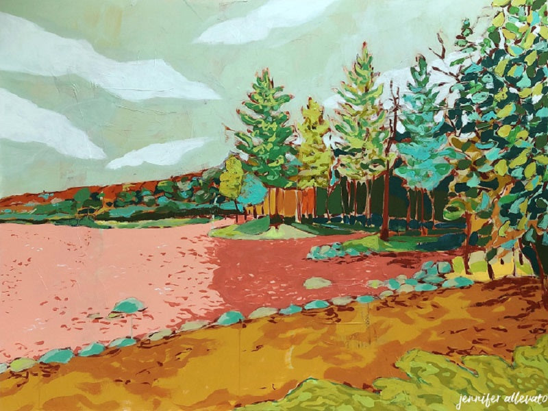 Pleasant Lake landscape painting by Jennifer Allevato