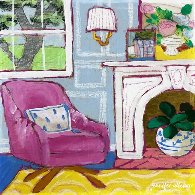Seated 18 interior still life painting by Jennifer Allevato