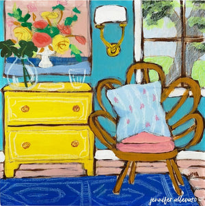 Seated 20 interior still life painting by Jennifer Allevato