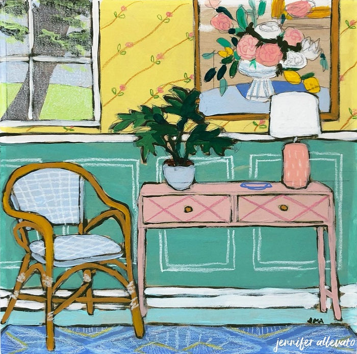 Seated 23 interior still life painting by Jennifer Allevato