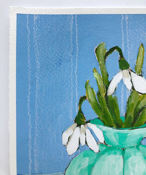 Snowdrops, 8"x8" Painting on paper