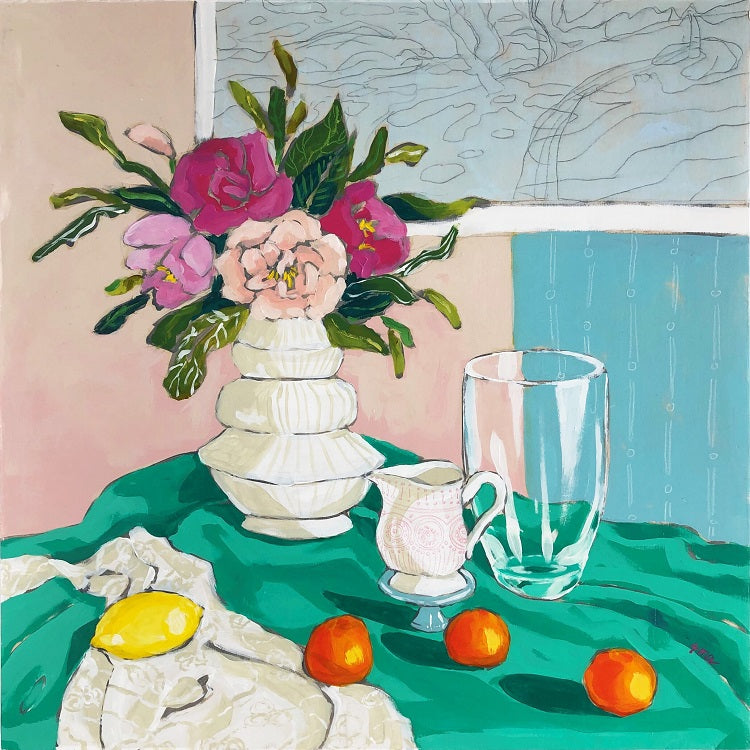 Still life with roses painting by Jennifer Allevato fine art