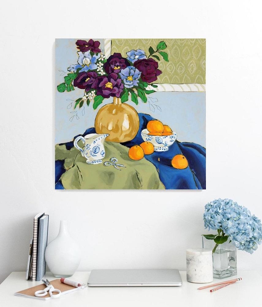 still life with violet painting by jennifer allevato fine art