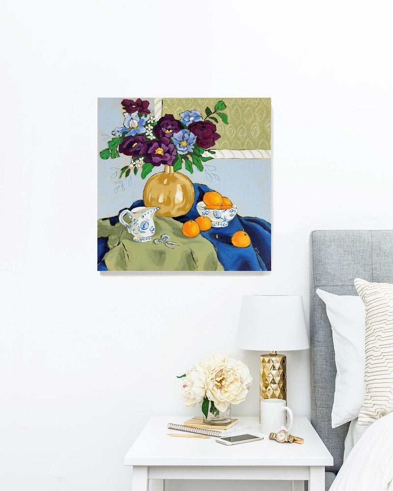 still life with violet painting by jennifer allevato fine art