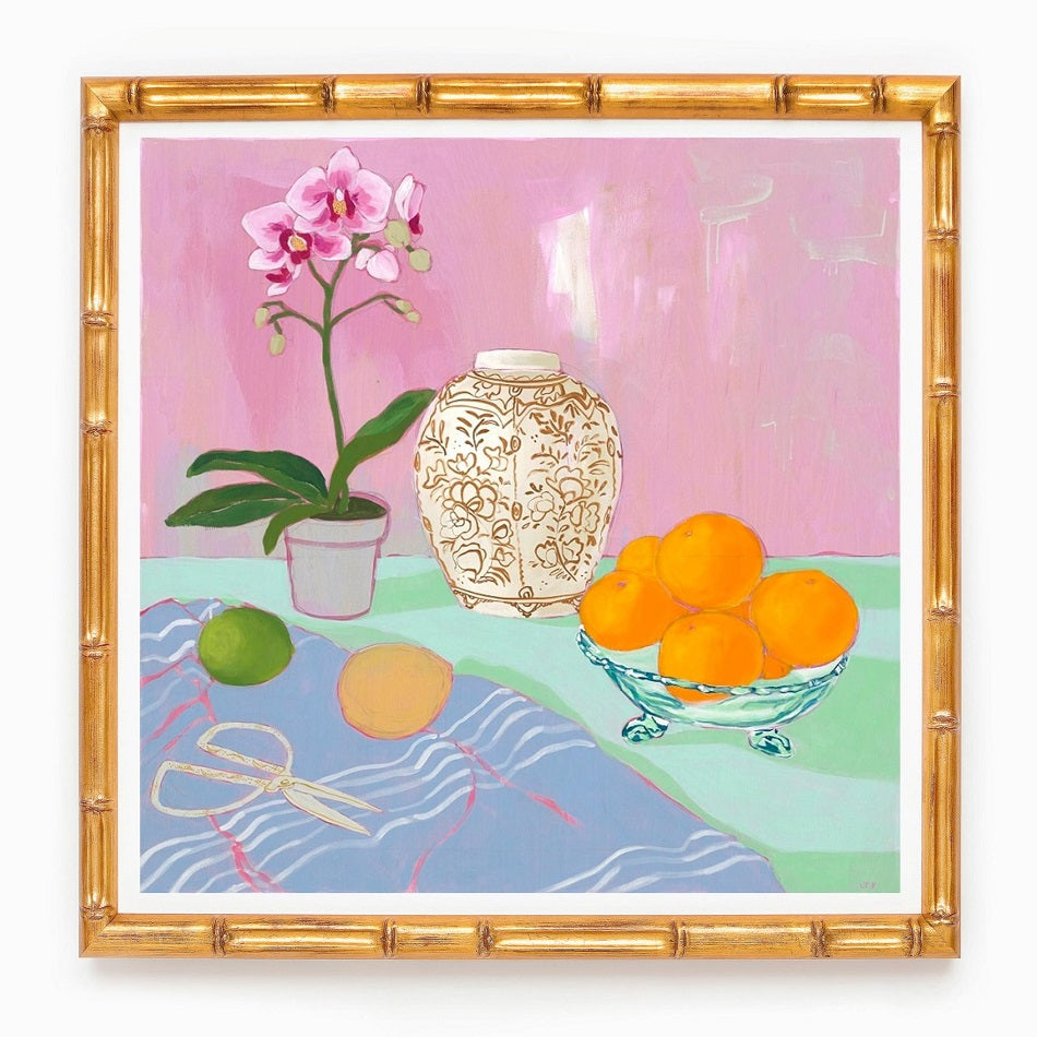 Still Life with Striped Cloth Print