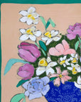 Teal Lines and Flowers, 16"x20" Painting