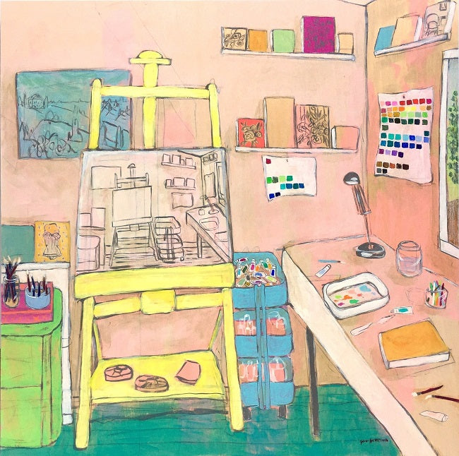 The Artists Studio V interior still life painting by Jennifer Allevato